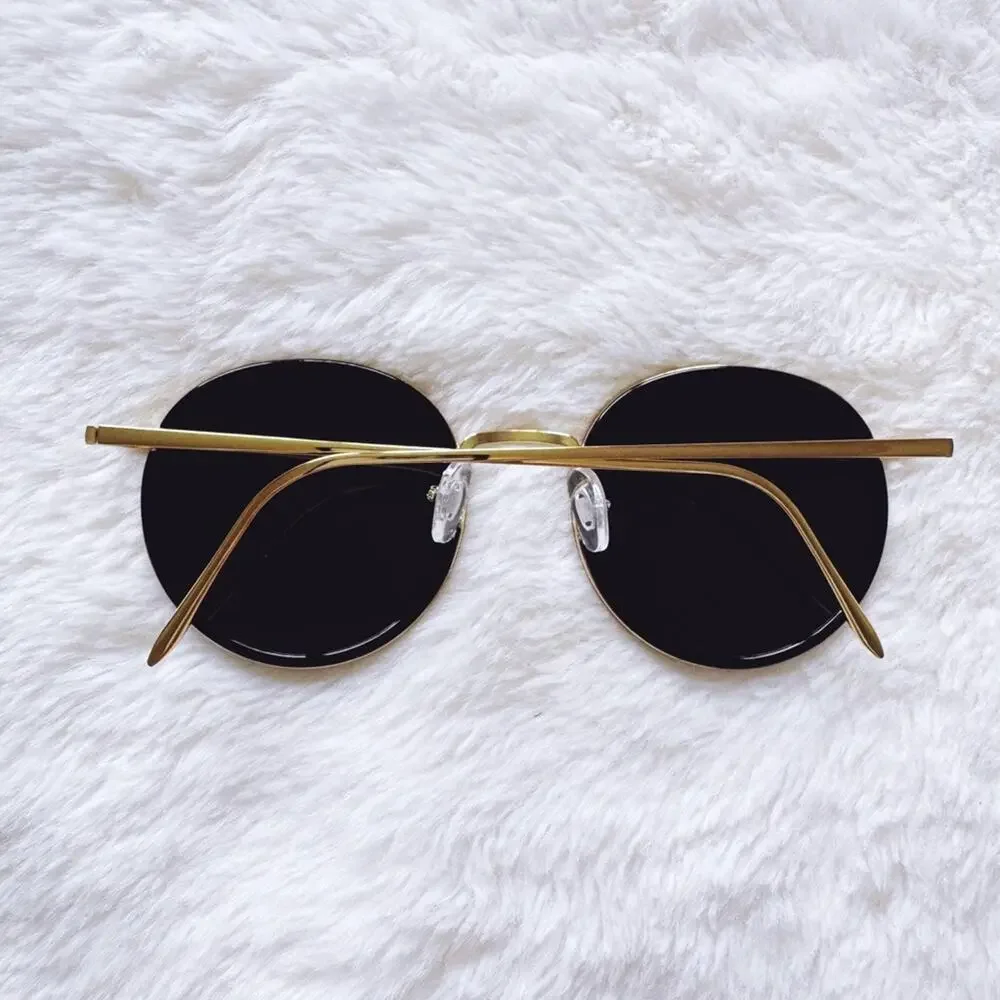 Dean Black w/ Gold Rim Round Sunglasses